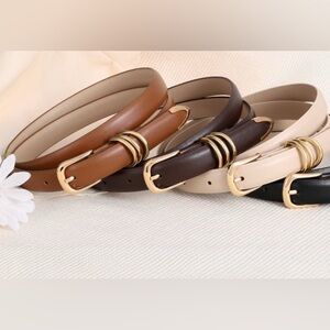 Suosdey~New!
Stylish Coffee Brown Leather Belt 
Gold buckle gold tip/body